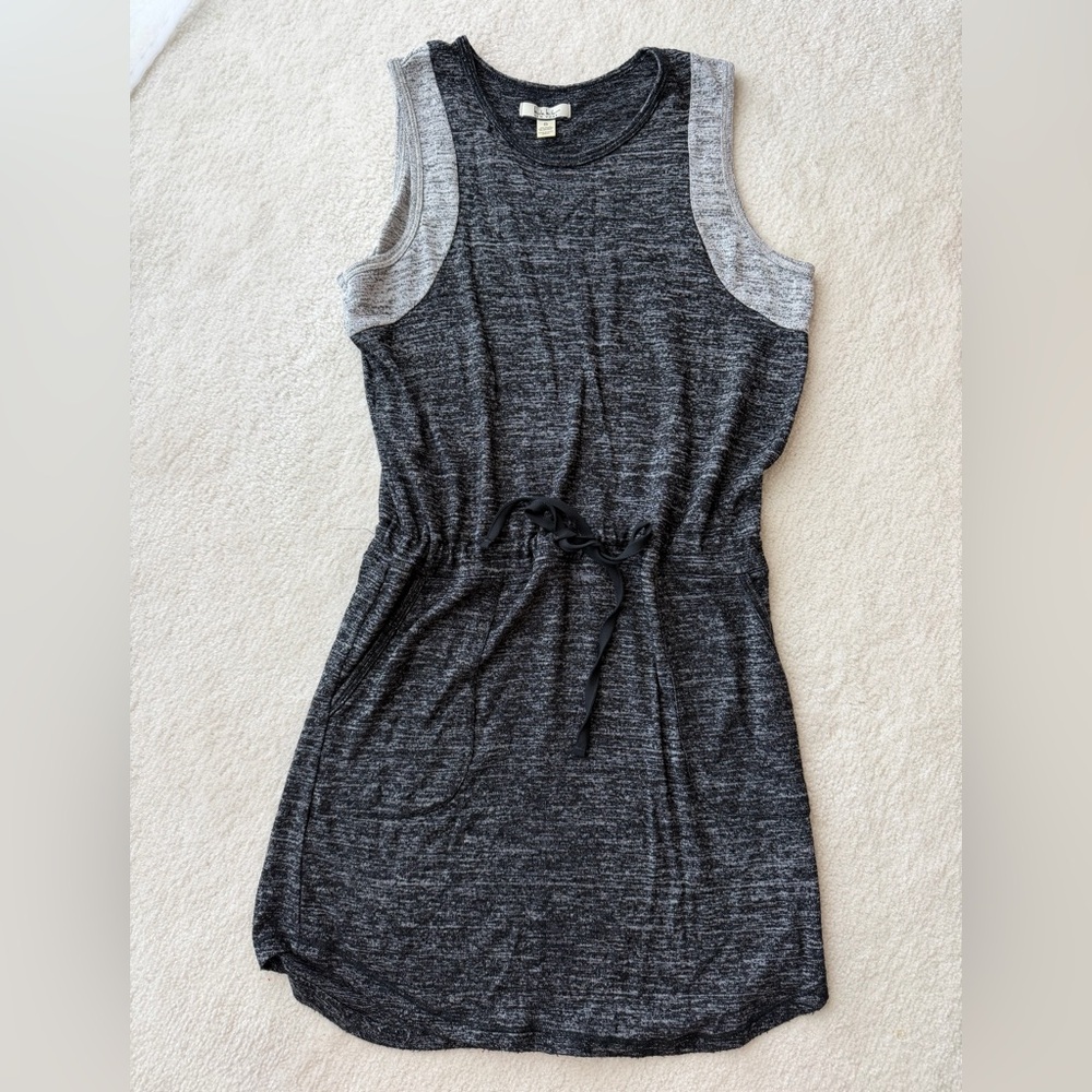 Nicole Miller NY Adjustable Waist Sleeveless Charcoal Dress with Front Pockets